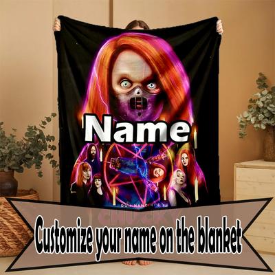 Custom Name Personalized Horror Movie Print Blanket, Home Decor, Bedroom, Sofa, Camping, Couch, Gifts for Birthday Christmas