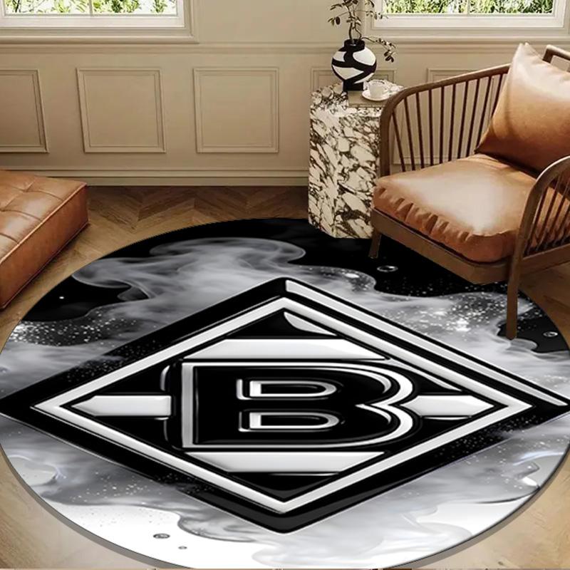 1PC Green Black Borussia Round Rug for Livingroom,Bedroom, Palyroom, Chair Rug, Area Rug, Circle Carpet, Large Size Fan Christmas Gift