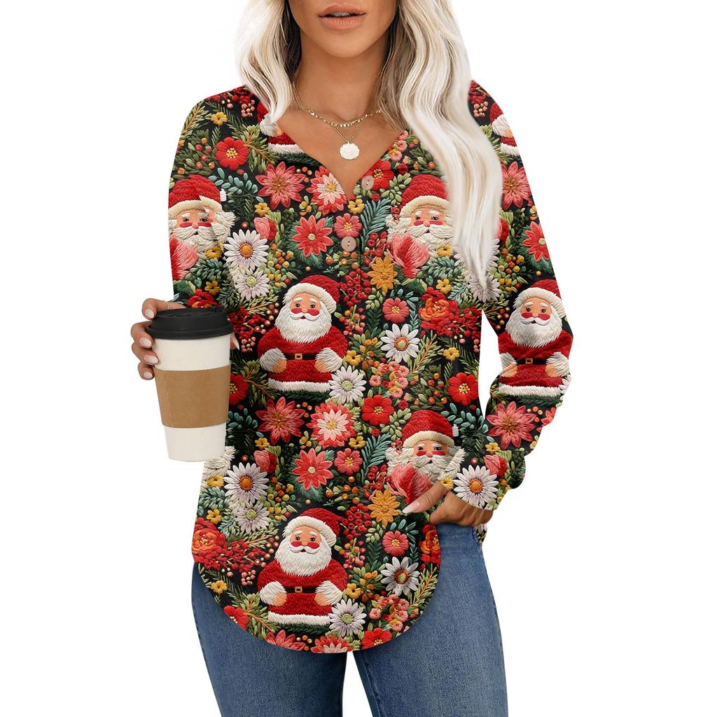 Women's Retro Printed Fashionable Long-sleeved Top