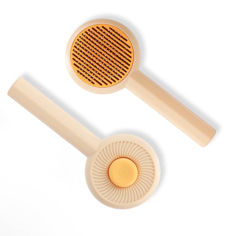 

Pet Needle Comb - Stainless Steel Deshedding Tool for Dogs and Cats with One-Key Hair Removal Function Color Box Packaging