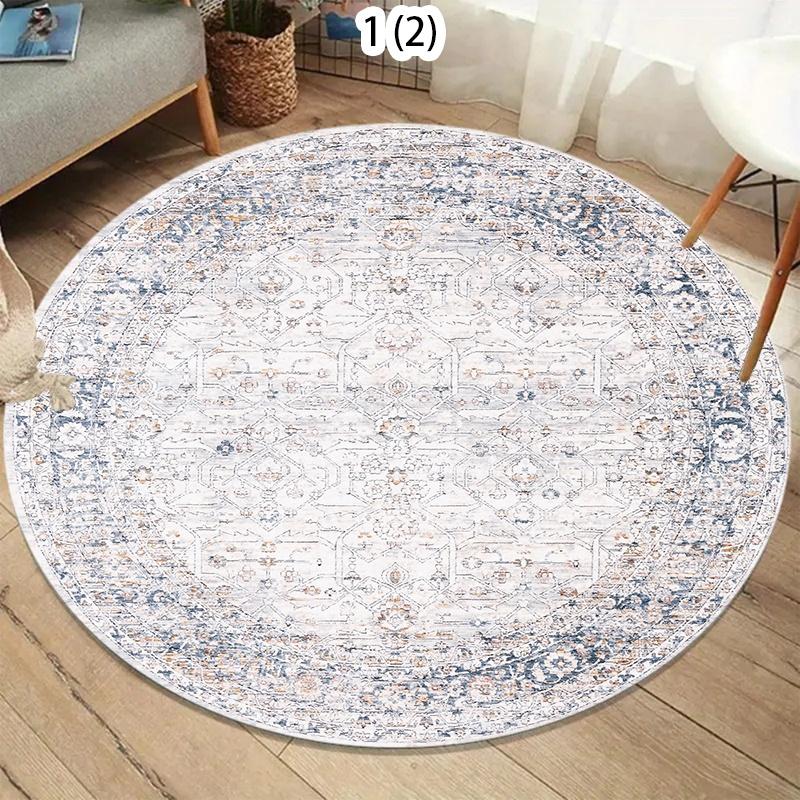 Vintage Verweerd Perzisch Bloemen Rond Tapijt Antislip Vloermat Boheemse Woondecoratie Tapijt voor Woonkamer Slaapkamer 40x40cm