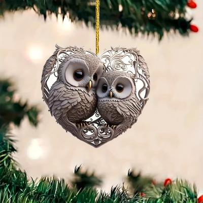Love Owl 2D Acrylic Valentine's Day Decoration Pendant Suitable for Room Home Window Decoration Pendant Holiday Party Decoration