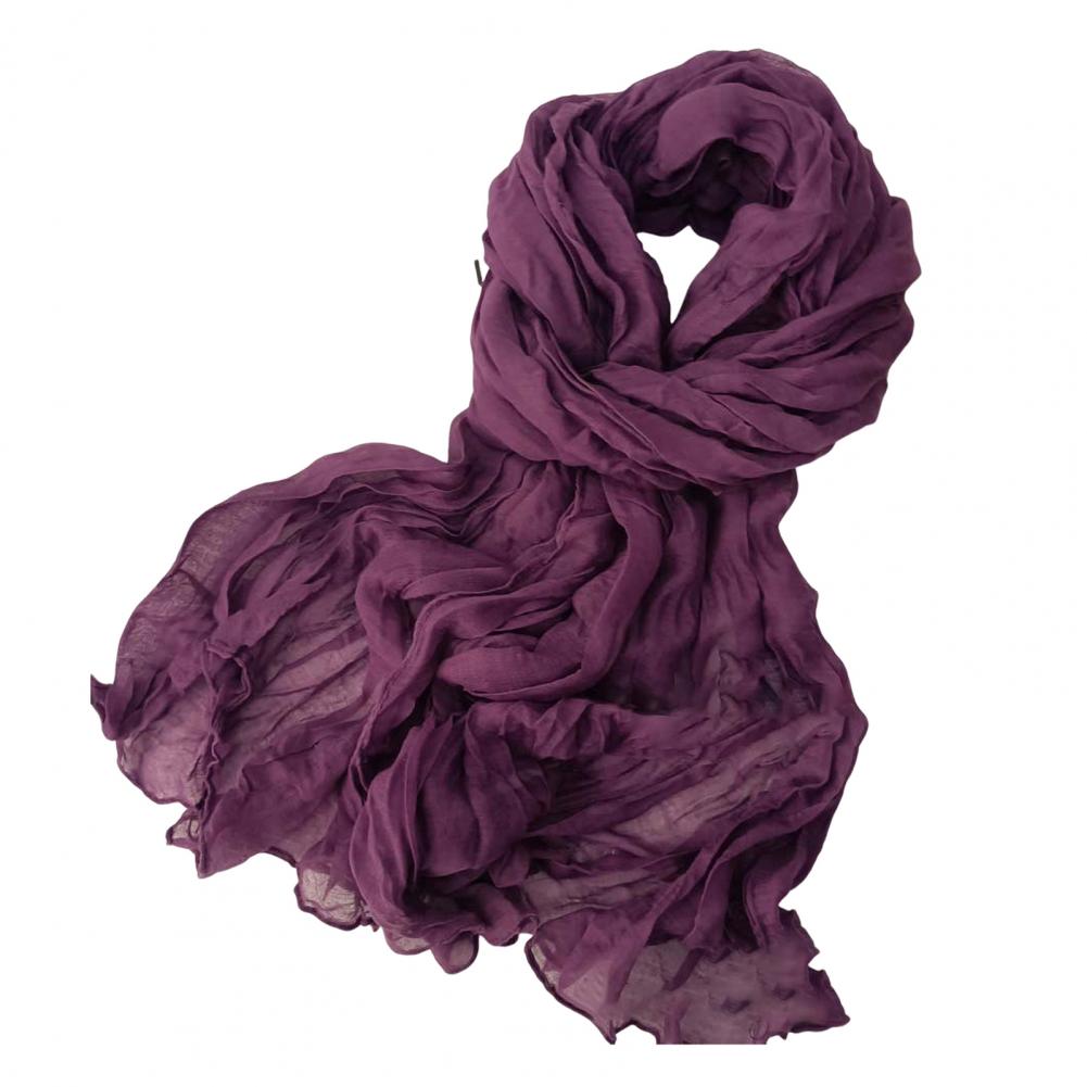 Women Scarf Solid Color Pleated Long Retro Autumn Winter Warm Long Scarf Soft Vintage Inspired Scarf