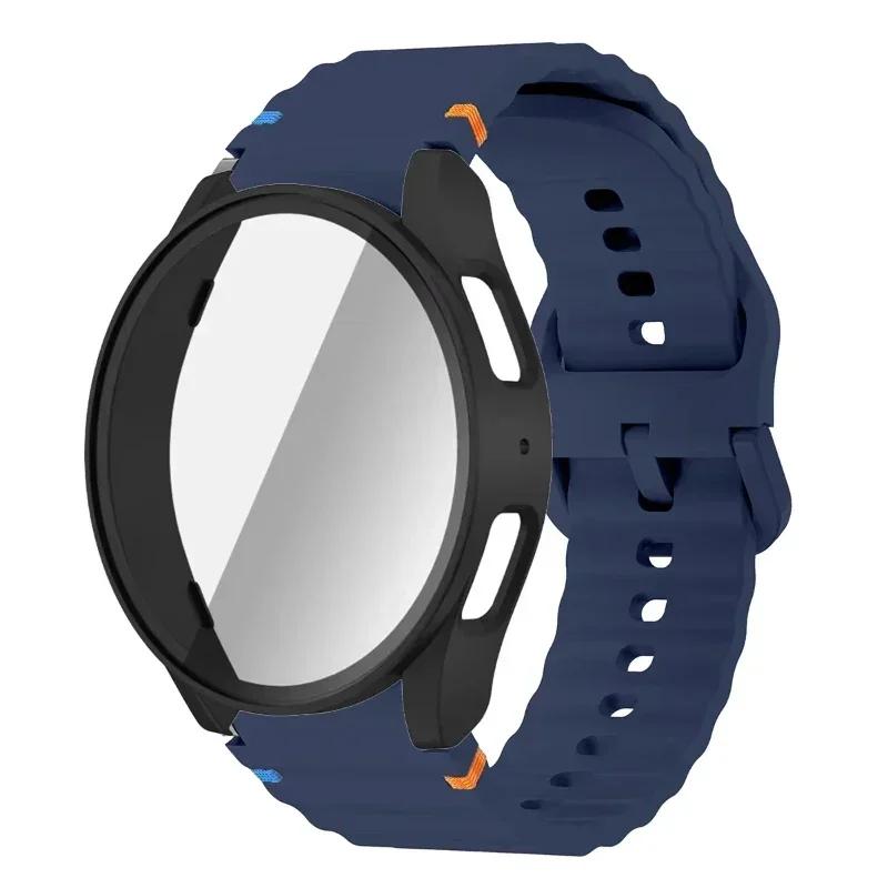 Case+Strap for Samsung Galaxy Watch 7 6 5 4 40mm 44mm Silicone Official Band PC Protector Cover Bumper Accessorie Galaxy Watch 7