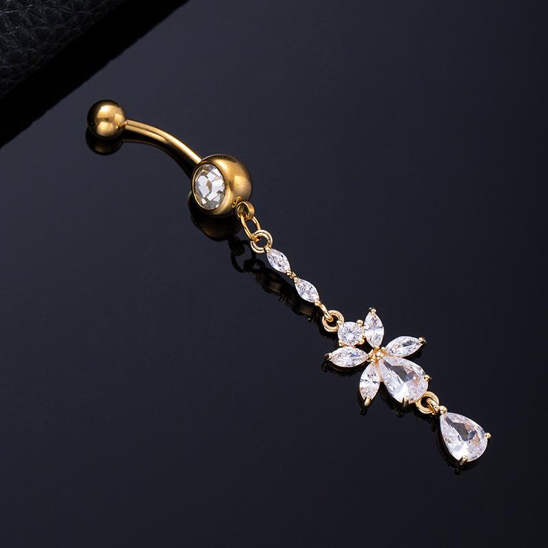 Piercing per Ombelico Microstone Chiodi per Ombelico Vento Farfalla Amore Anello per Ombelico Stella Luna Fiore Femminile Fibbia per Ombelico