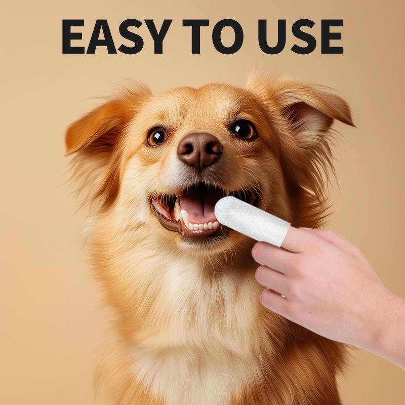 50 Bucăți Șervețele Dentare pentru Degete pentru Câini Pisici Reducerea Plăcii Kit Curățare Dinți cu Proaspătator de Respirație Portabil pentru Călătorie Uz Casnic