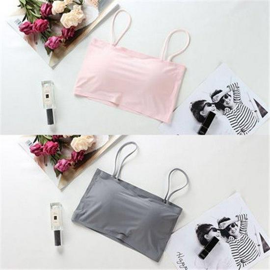 Koreansk Stil Iskall Silke Axelbandslös Bandeau BH för Kvinnliga Studenter - Tunt Inre Slipslinne
