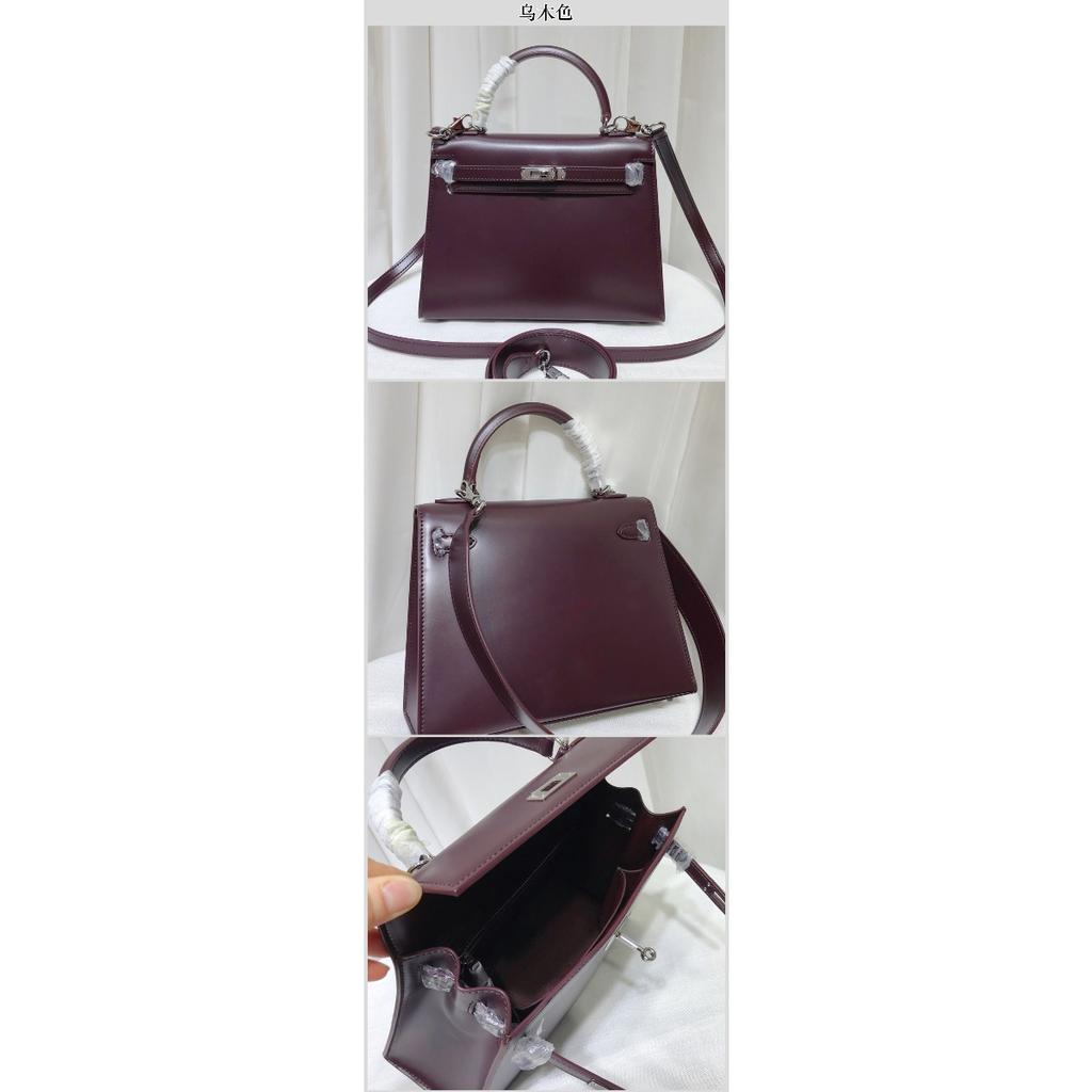 Haute couture version first layer box cowhide second generation Keli bag genuine leather women's bag commuter handbag shoulder messenger bag