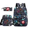 Large Capacity Schoolbag with Shoulder Strap; Student Three-piece Pencil Case Set