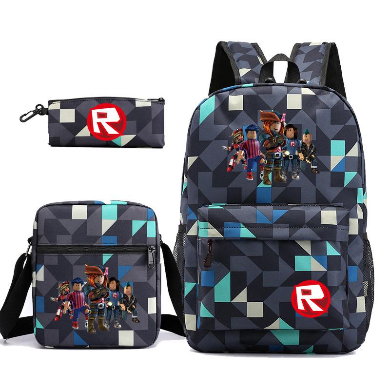 Large Capacity Schoolbag with Shoulder Strap; Student Three-piece Pencil Case Set