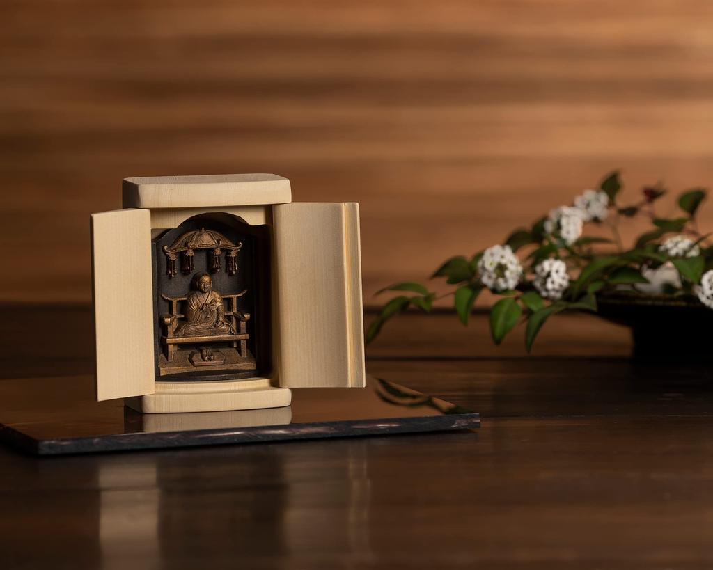 Kobo Daishi Kukai Buddhist Statue in a Shingon Shrine Gold Koyasan Kongo Temple Shingon Buddhist Dainichi and Zodiac Guardian Principal Deity (Antique