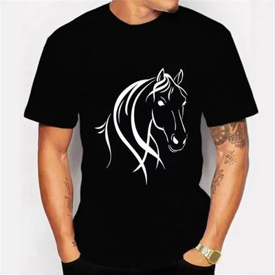 Herren T-Shirt Pferde Kawaii T-Shirt Herren Damen T-Shirt Pferde Grafik Herren T-Shirts Klassisches Oversized T-Shirt Camisetas Masculino
