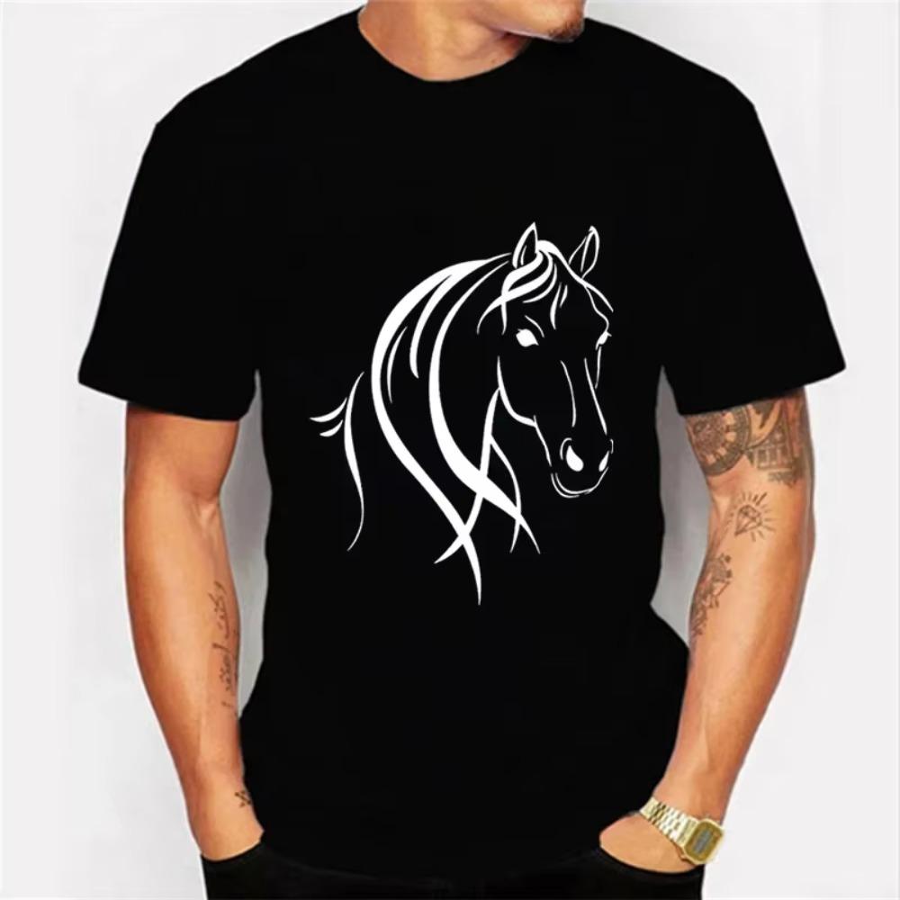

Мужская футболка Лошади Каваи Футболка Мужская Женская Футболка Графика Лошади Мужские Футболки Классическая Футболка Оверсайз Camisetas Masculino XXXXXL чёрный
