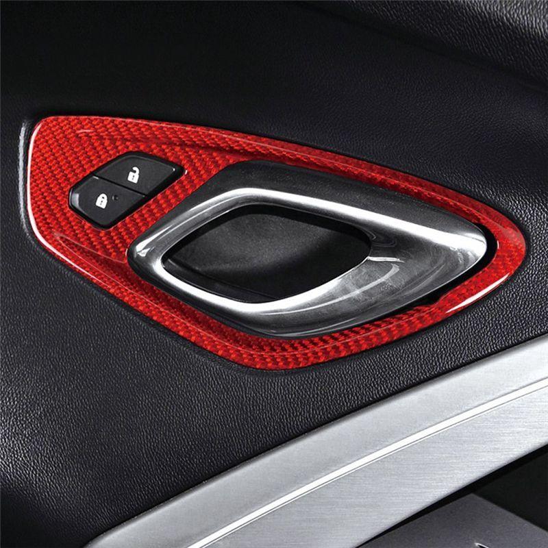 Powerful Carbon Fiber Sticker Car Door Inner Handle Frame Interior Trim Replacement Parts For Camaro 2016- A