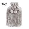 Period Pain Relief Hot Water Bag 2L Bottle with Plush Cover, Pompom Drawstring Bag, Winter Warm for Hands, Feet, Stomach Portable