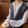 WTEMPO Solid Color Knitted Vests Office Ladies Elegant V-Neck Button Cardigans Coats Women's Spring Autumn Loose Sweater Vests