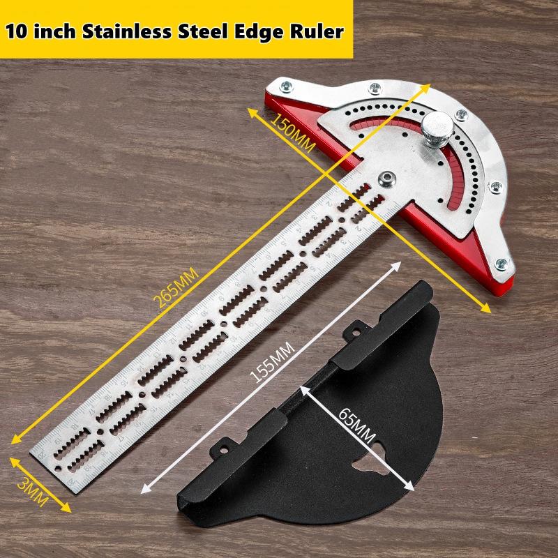 0-180 Degree Angle Gauge Woodworkers Edge Ruler Stainless Steel Protractor Angle Finder Ruler Precision Carpenter Measuring Tool