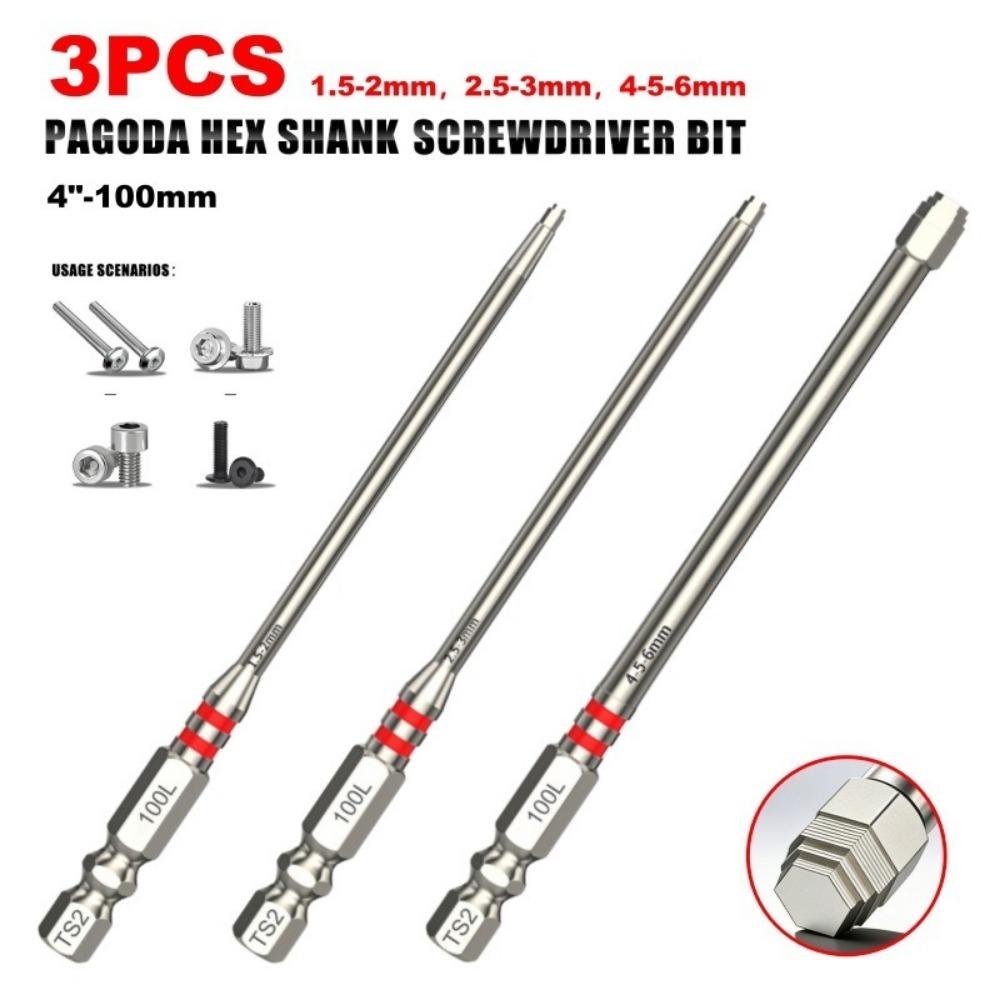 3/6PCS Strong Magnetism Electric Screwdriver Bits Set Hex Shank Screwdriver Bits  For Impact Drill