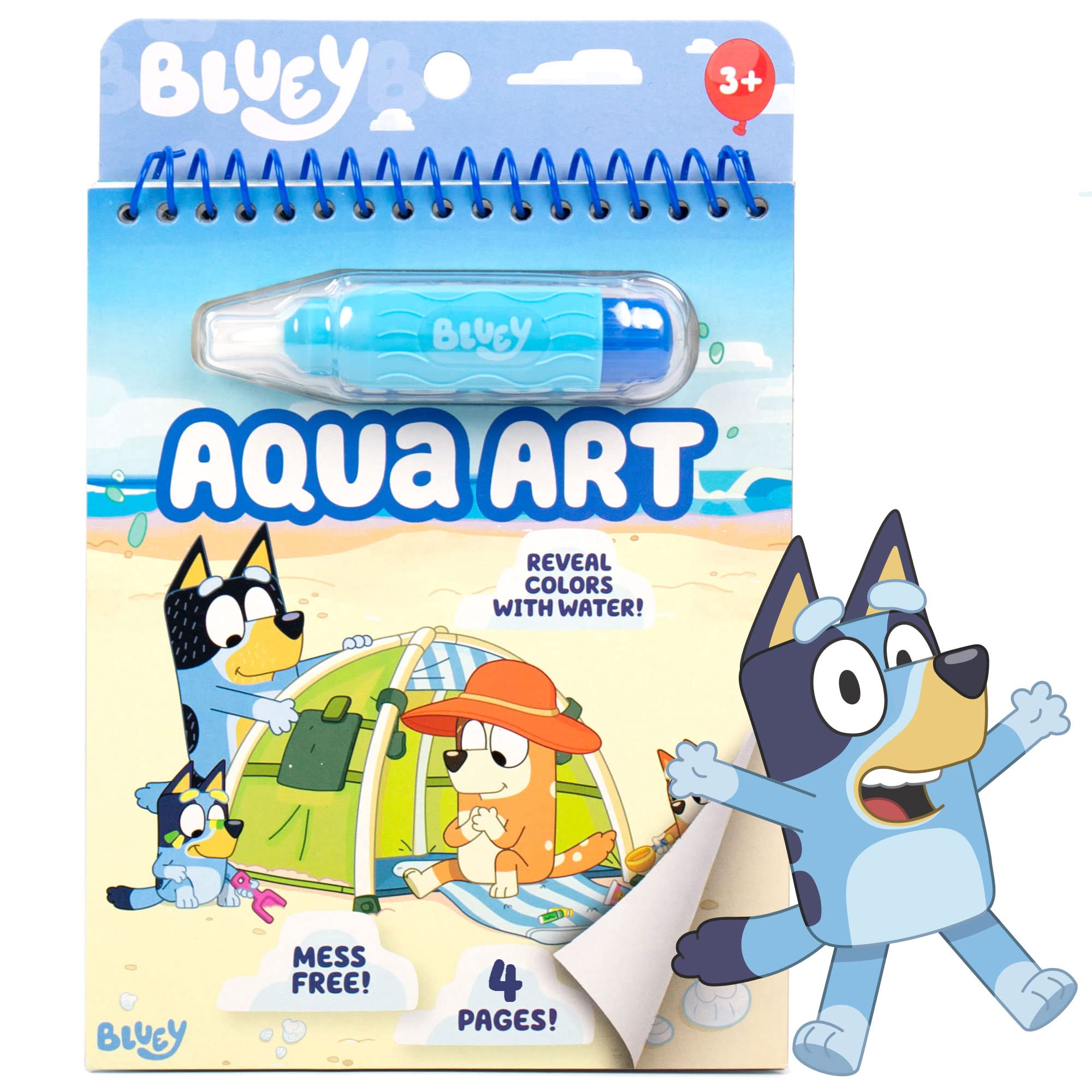 

Bluey Aqua Art, Includes 4 Reusable Pages of Water Art & Water Pen, Color with Water Book, Water Reveal Activity Book, Paint