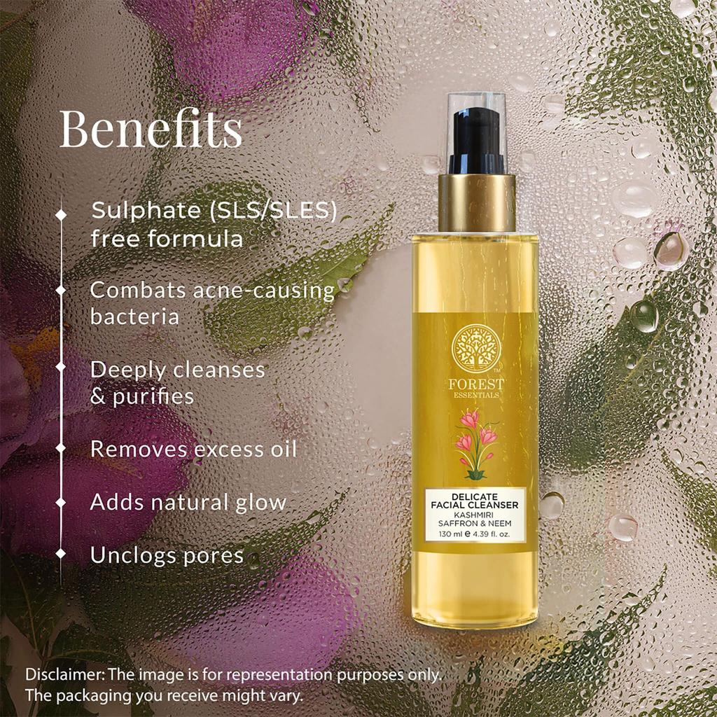 Forest Essentials Ayurvedisches reinigendes Gesichtswaschmittel mit Safran & Neem | Für normale bis fettige Haut | Sulfatfrei | Reisegröße