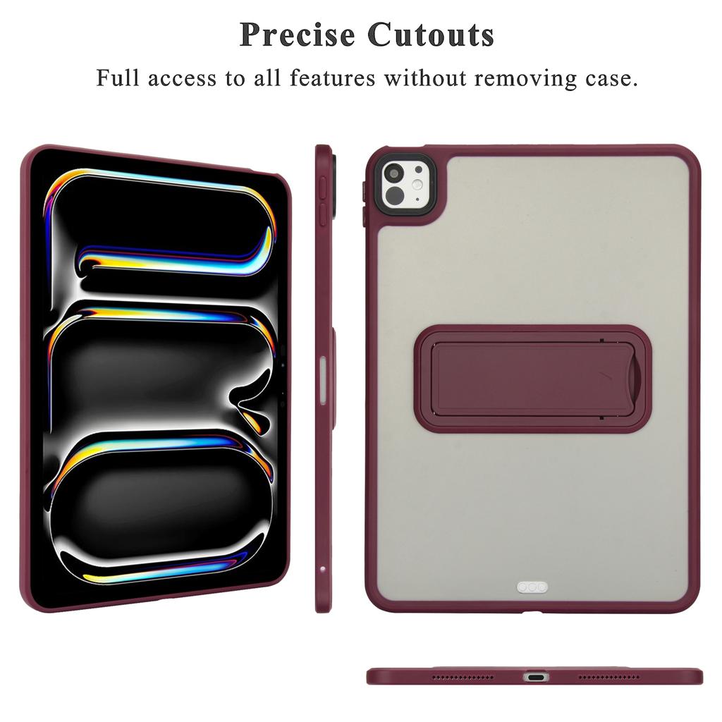Para iPad Pro 11 (2024) Capa para Tablet com Suporte Capa TPU+PC com Toque de Pele