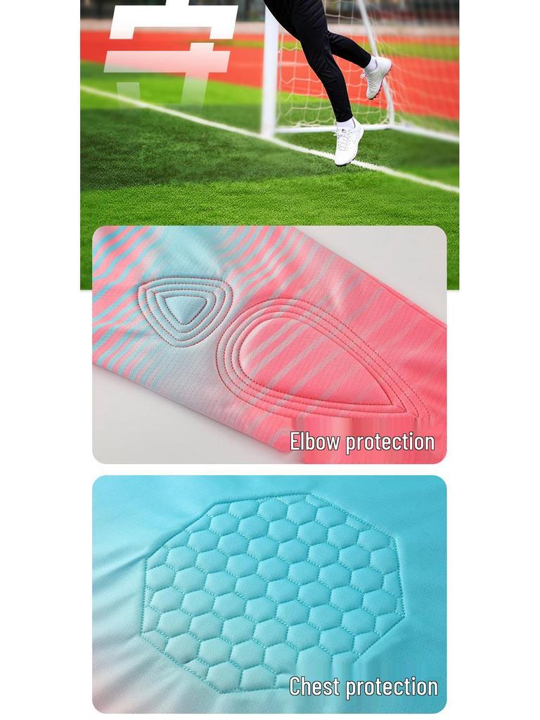 Kids' Long-Sleeve Goalkeeper Uniform with Chest Protection for Football Training