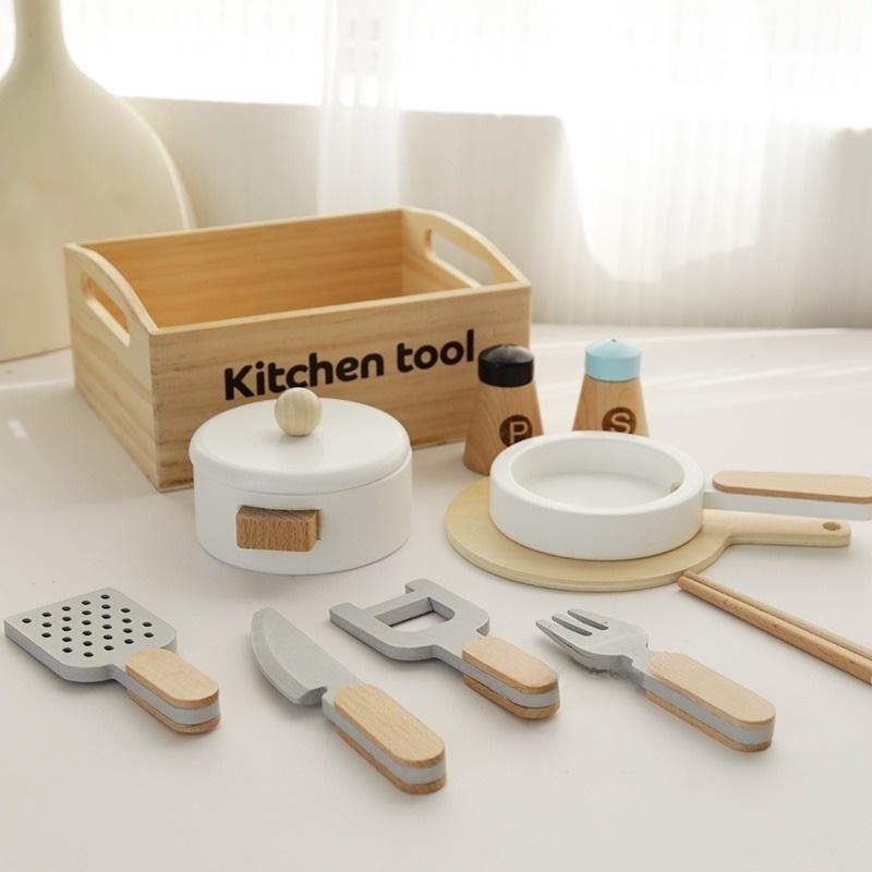 Children's wooden fruits and vegetables, joyful play at home toys, wooden simulation kitchen toys, cooking food Girls
