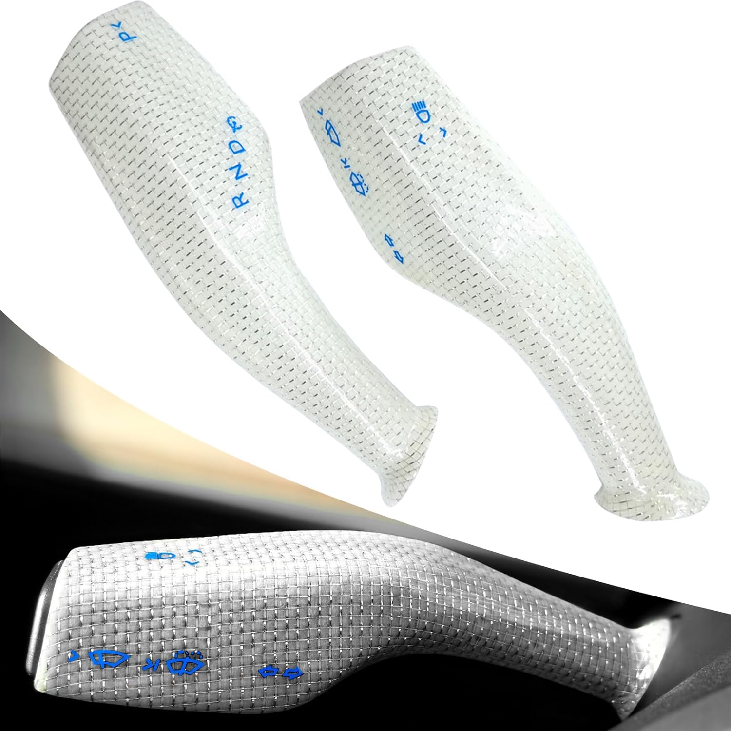 Carbar Steering Lever Cover for Tesla Model 3 Y Dry Carbon Fiber Column Gear Shift Cover Column Shift Paddle Tesla Model Y Model 3 Accessories (2Pcs 2Pcs White Glossy Carbon