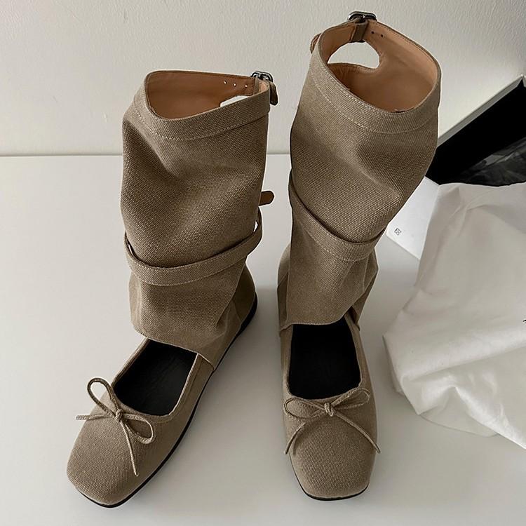 

Cowhide version~ niche fashionable Maillard summer boots women s bow hollow breathable casual ballet cool boots 40