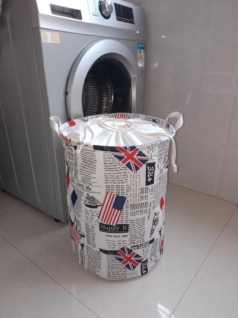 New Fashion Print Laundry Basket with Drawstring Lining Portable Foldable Storage Bag Hamper for Kids Toys Dirty Clothes Basket