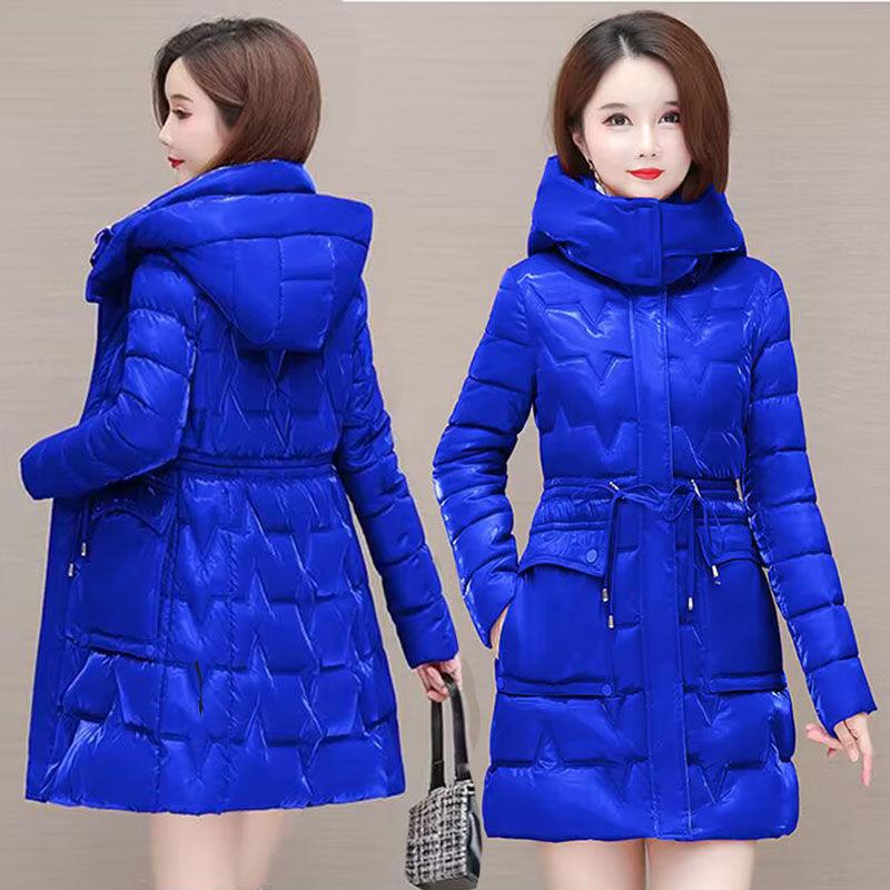 Shiny Down Cotton Coat Women Korean Winter Thick Warm Long Hooded Parkas Female Casual Windproof Jackets Ladies Outerwe