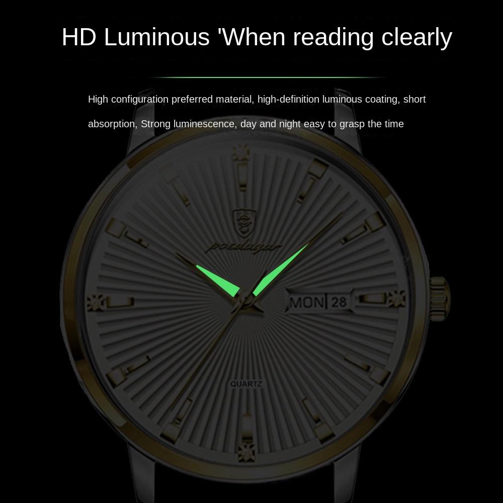Luksusowy męski zegarek kwarcowy Sportowe męskie zegarki Wodoodporny Świecący Data Tydzień Męski zegarek ze stali nierdzewnej Męskie zegary