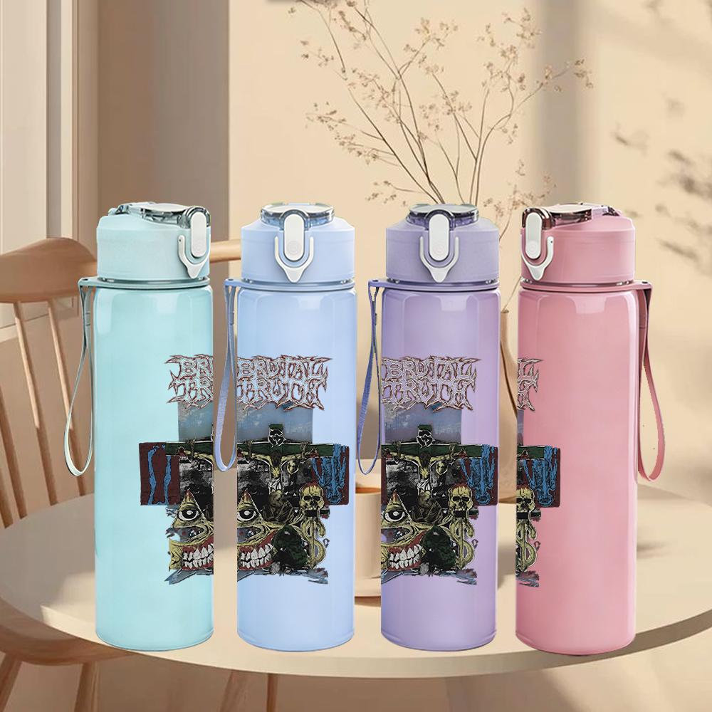 1PC Dark Band Vintage Poster Collage Print 750ml Portable Sports Water Bottle Leakproof Gym Outdoor Travel Drink Cup