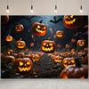 Jack-O-Lanterns Design Halloween Party Backdrop Polyester for Photo Booth,Party Event,Holiday Celebration,Wall Decor