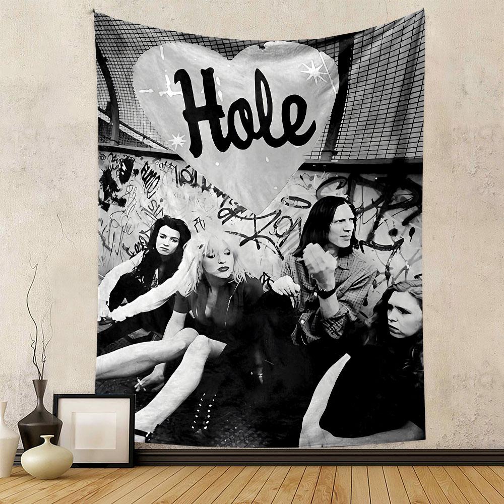 Hole Band Tapestry Wall Hanging, 90s Rock Band Art, Wall Decor for Bedroom Living Room Dorm