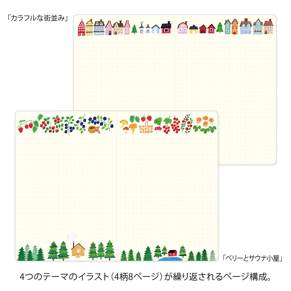 Midori Yuru Log B6 Notebook, Scandinavian Pattern A, 15405006