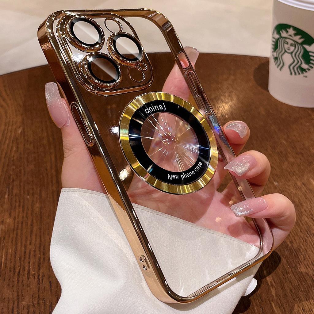 Fashion Plating For Magsafe Case For iPhone 11 13 12 14 15 Pro Max Plus Camera Lens Protector Magnetic Wireless Charging Cover