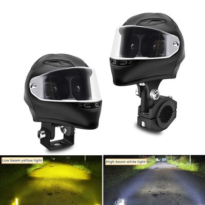 Motocyklowe Reflektory LED Dwukolorowe Światła Drogowe i Mijania Światło Dziennie Moto Skuter Lampy Przeciwmgielne Do Jazdy Offroad Ciężarówka SUV ATV UTV Soczewki Reflektorów