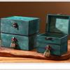 Locking Antique Wooden Jewelry Storage Box for Home Office Decoration Wood Chest Keepsakes Holder with Lock Mechanism