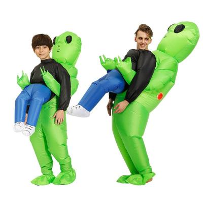 Bazzery zelený kostým mimozemšťana nafukovací cosplay kostým legrační kostým party kostým maškarní kostým halloweenský kostým pro dospělé