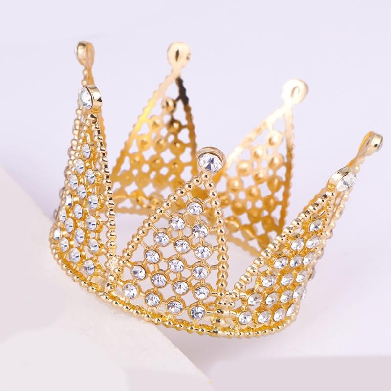 Elegant Gold Princesses Birthday Crowns For Girls Party Accessory Eye-catching Crystal Tiaras With Sparkling Crystal Design