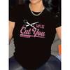 Women's Salon Scissors Print Tee Casual Short Sleeve Top for Hair Stylists