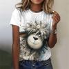 Women Cute Animal Pattern Short Sleeves Summer Casual Fashion Street O-Neck Tees Oversize T-Shirts