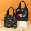 4pcs Glow Party Favor Bags Neon Glow Party Supplies No Woven Neon Birthday Party Gift Bags Goody Candy Bags Party Decoration