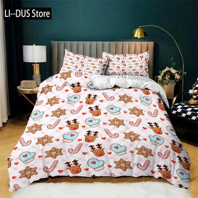 Merry Christmas Duvet Cover Santa Claus Snowman Bedding Set Microfiber 2/3pcs Cartoon Comforter Cover Holiday Gifts Decor Kids