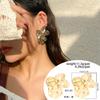 Fashion pleated metal smooth folding stud earrings women's retro versatile geometric earrings earrings