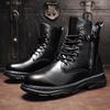 Autumn high top leather work boots Motorcycle boots retro British ankle boots shoes  D19