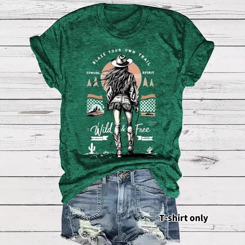 

Women s Denim Printed Short-sleeved Loose and Fashionable T-shirt XXL