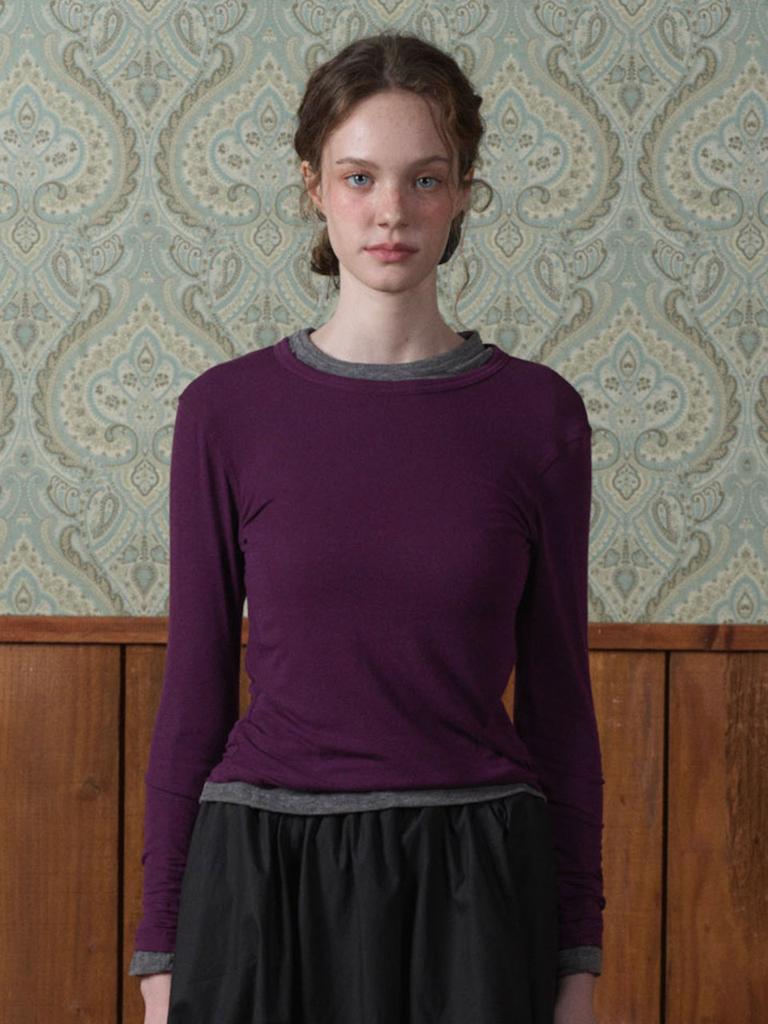 Boleusa Raw Wool Tencel Top_Ivory, Charcoal, Purple