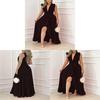 Summer High Waist Black V Neck Long Dress With Slit For Elegant Date Night
